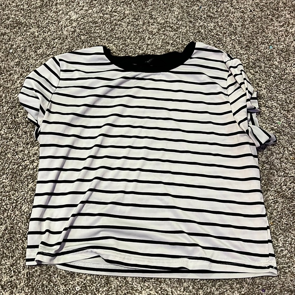 black and white striped crop top